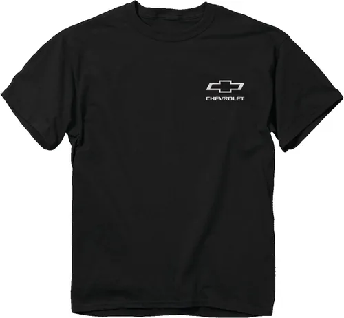 Vista 2 de Chevy Silverado Pickup Truck - Camiseta negra con bandera estadounidense