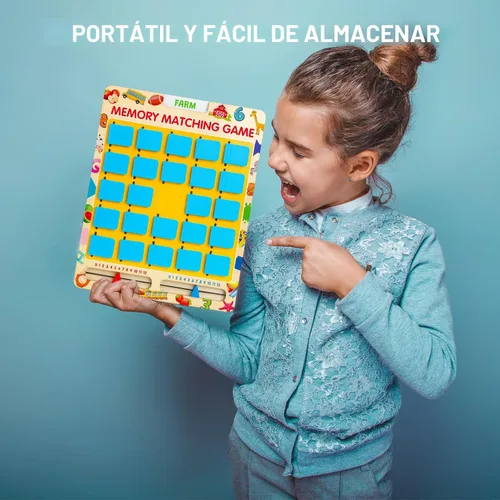 Vista 5 de Juego de Memoria de Emparejamiento para Niños de 3 4 5 6 7 8 Años, Juguete de Viaje para Niños y Niñas, Juego de Mesa de Madera, Esenciales de Viaje