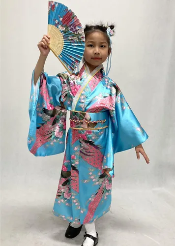 Vista 6 de Elibelle Bata de kimono tradicional japonesa para disfraz de niñas