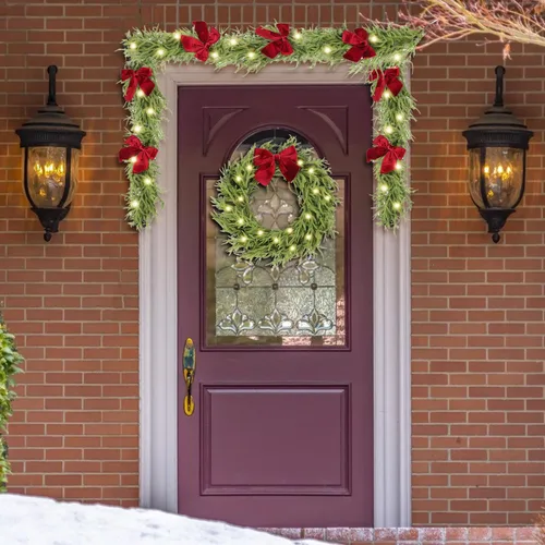 Vista 5 de HipTree - Guirnalda de Navidad de Norfolk preiluminada de 6 pies con luces