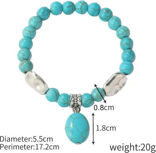 Vista 2 de LETAJOY Turquoise Bracelet for Women,Healing Crystal Stone Stretch Round Bead Bracelets for Women Men Jewelry