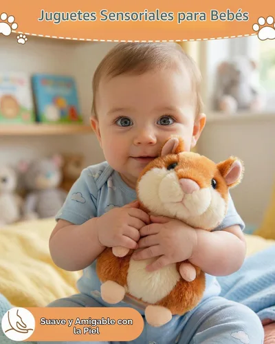 Vista 7 de Hámster parlante de peluche que repite lo que dices de Halobang, regalo para niños