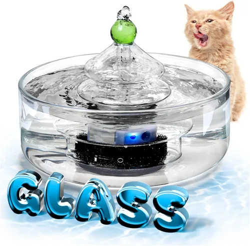 Vista 7 de Fuente de agua para gatos totalmente de vidrio, fuente para mascotas de vidrio de 3.2L/108oz con luz LED, dispensador automático de agua para gatos