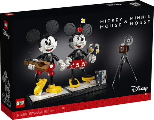 Vista 4 de LEGO Disney Mickey Mouse y Minnie Mouse (43179), kit de construcción coleccionable de Mickey Mouse de estilo clásico, nuevo 2021 (1,739 piezas)