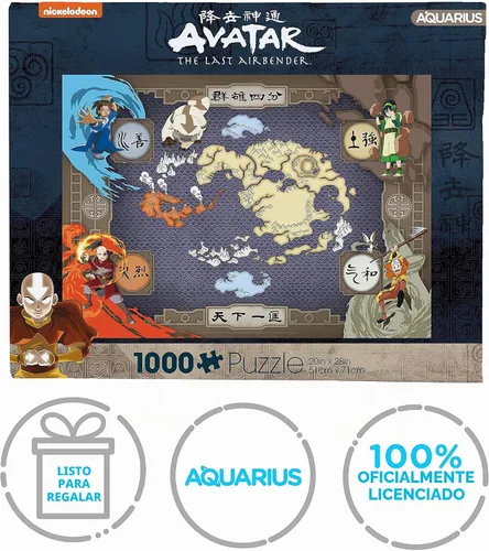 Vista 7 de AQUARIUS Avatar The Last Airbender Four Nations Map - Rompecabezas de 1000 piezas