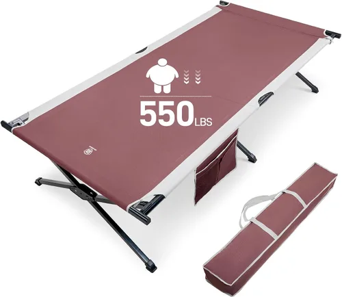 Vista 10 de EVER ADVANCED Catre de Campamento Extra Ancho para Adultos, Catres de Dormir de Tamaño Extragrande XXL, Cama Plegable con Bolsa de Transporte, 84.3