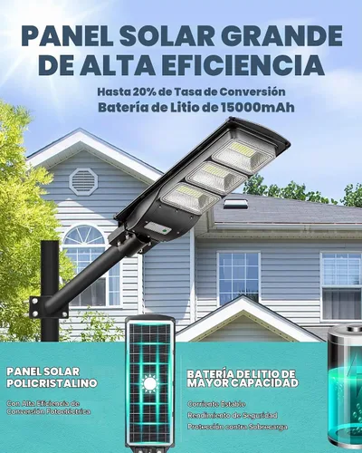 Vista 4 de Lovus - Paquete de 2 luces solares de 3600 W para exteriores, IP65, impermeable, luz LED de seguridad con sensor de movimiento, luz