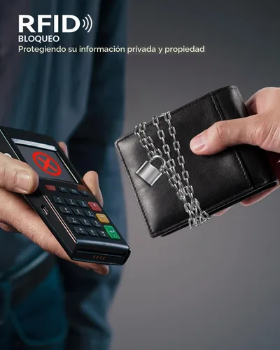 Vista 3 de Swallowmall Cartera de cuero con bloqueo RFID para hombre, cartera plegable para hombre con 1 ventana de identificación y 13 ranuras para tarjetas