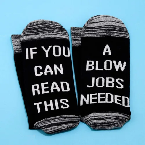 Vista 3 de JXGZSO 2 pares de calcetines divertidos para regalo de humor para adultos si puedes leer esto un golpe de trabajo necesitado calcetines divertidos