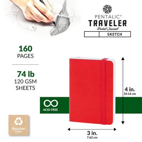 Vista 3 de Cuaderno de bocetos Travelers Dot Grid Pentalic Art, libre de ácidos