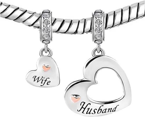 Vista 2 de KunBead Dije colgante de corazón para mujer y niña, compatible con pulseras Pandora, Cobre, vidrio