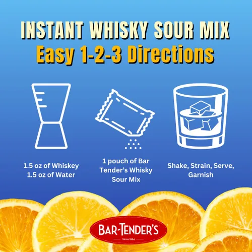Vista 4 de Bar-Tender's - Mezcla de bebida instantánea para cóctel, Whisky Sour, 8 unidades (paquete de 3)