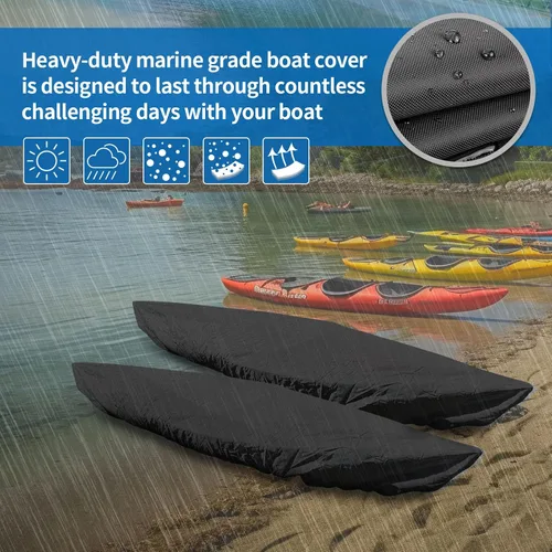 Vista 3 de iCOVER Funda para Kayak, Fundas Impermeables para Kayak para Almacenamiento al Aire Libre, Funda Resistente al Polvo para Canoa para Almacenamiento