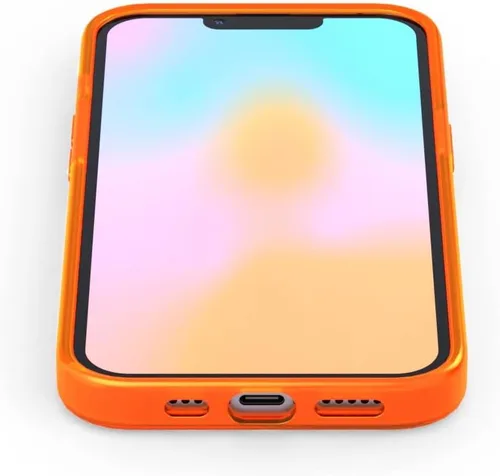 Vista 9 de FELONY CASE Funda protectora transparente naranja neón para iPhone 15 Pro, TPU y policarbonato que absorbe los golpes, a prueba de grietas con un