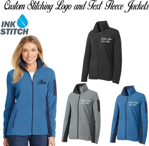 Vista 3 de Ink Stitch Mujeres L233 Custom Fleece Text Bordado Chaquetas - Multicolores, Gris