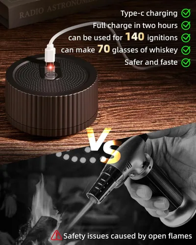 Vista 6 de Kit de ahumador eléctrico de whisky, con madera de 6 sabores, no necesita butano, kit de ahumador eléctrico de cóctel, kit de ahumador de bebidas