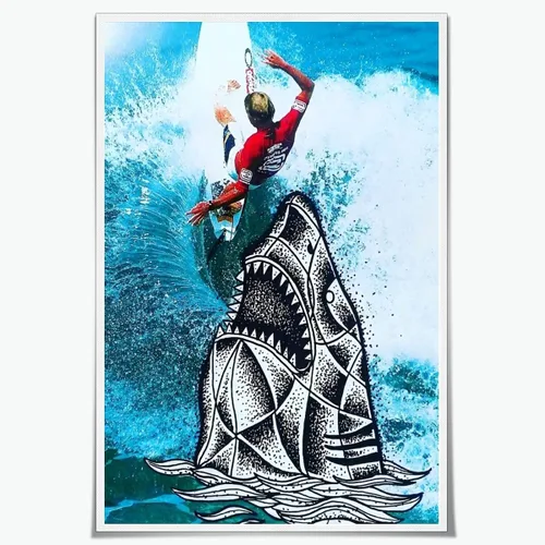 Vista 21 de Póster retro de surf fresco, arte de pared en blanco y negro, pósteres estéticos de habitación, arte de pared vintage del océano, pintura en lienzo