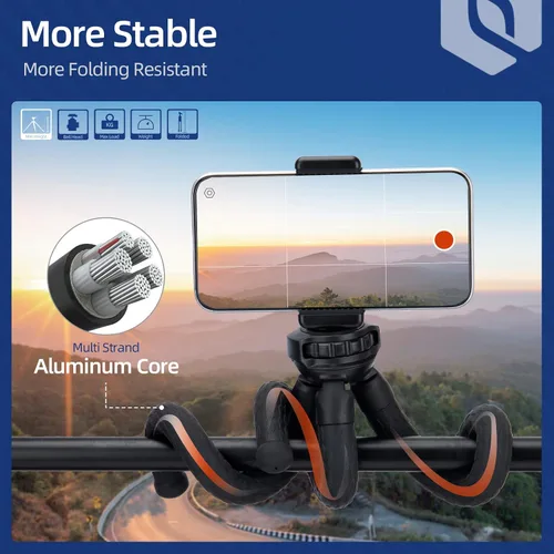 Vista 2 de Fotopro Soporte de trípode para iPad con cabezal de bola 360 para cámara, teléfono, tableta y más, zapata fría, soporte flexible para tableta