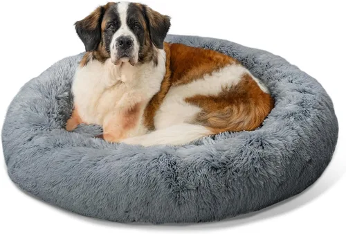 Vista 52 de Best Friends by Sheri - The Original Calming Donut - Cama calmante en forma de dona para perros y gatos - Pelo largo, azul bebé, M, 30 x 30 pulgadas