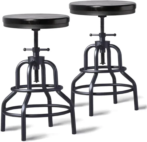 Vista 15 de LOKKHAN Taburetes de bar industriales - Taburete de bar giratorio de cuero y metal - De 20 a 27 pulgadas de alto, altura ajustable para encimera
