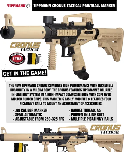 Vista 3 de Maddog Tippmann Cronus - Marcador táctico de titanio para pistola de paintball