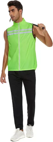 Vista 6 de bpbtti Chaleco de seguridad Hi-Viz para hombre, chaleco cortavientos sin mangas, resistente al viento y reflectante