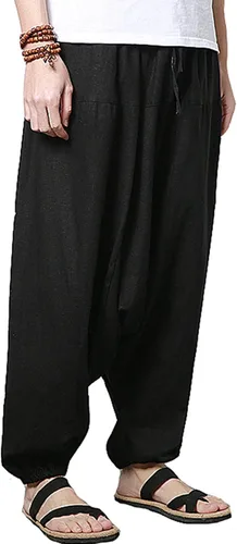 Vista 2 de perdontoo Men's Casual Baggy Drawstring Hippie Boho Aladdin Harem Pants