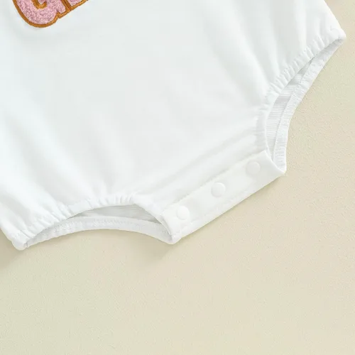 Vista 7 de Ropa de Pascua para bebé recién nacida, con bordado de conejo, sudadera con burbujas, traje de bebé niña