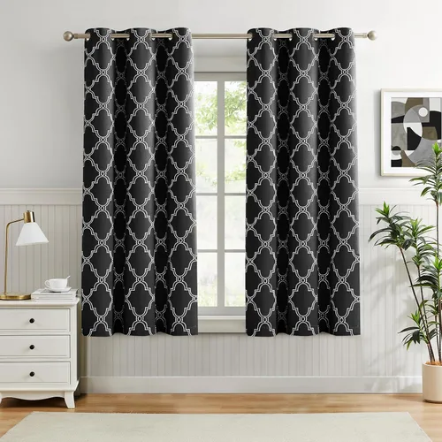 Vista 32 de Melodieux Cortinas 100% opacas de 96 pulgadas de largo para sala de estar, dormitorio estilo marroquí, aislamiento térmico, ahorro de energía