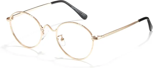 Vista 2 de Cyxus Blue Light Glasses for Men and Women, Retro Round Metal Frame 8702 10-dorado-8702T06-US