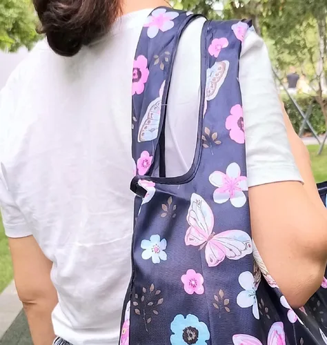 Vista 3 de Bolsa de compras plegable reutilizable para comestibles, portátil, impermeable, grande, bolsa de repuesto para mujer, bolsa de viaje para acampar