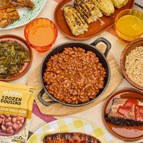 Vista 5 de A Dozen Cousins - Frijoles horneados con azúcar morena de 10 onzas (paquete de 6) Bolsa de comida preparada, comida lista para comer en aceite