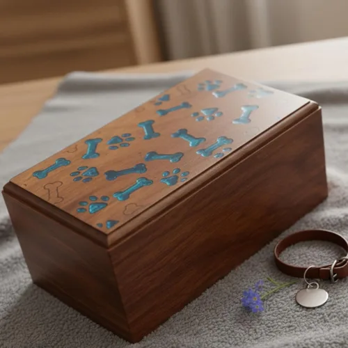Vista 9 de Urna de madera – Urnas de mascotas para cenizas de perros, urnas decorativas de madera para cenizas – Urnas de cremación de palisandro para perros