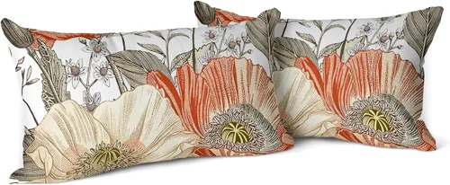 Vista 25 de Snycler Fundas de almohada boho 16x16 pulgadas juego de 2, almohadas de estilo boho para sofá en azul marino, rojo, geométrico, floral, decorativas