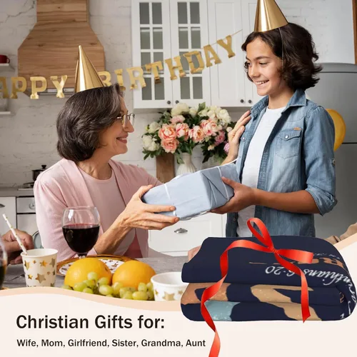 Vista 5 de Manta Cristiana, Regalos de Cumpleaños para Mujeres y Hombres, Manta Decorativa Inspiradora de Escritura con Versículo Bíblico Regalos Religiosos
