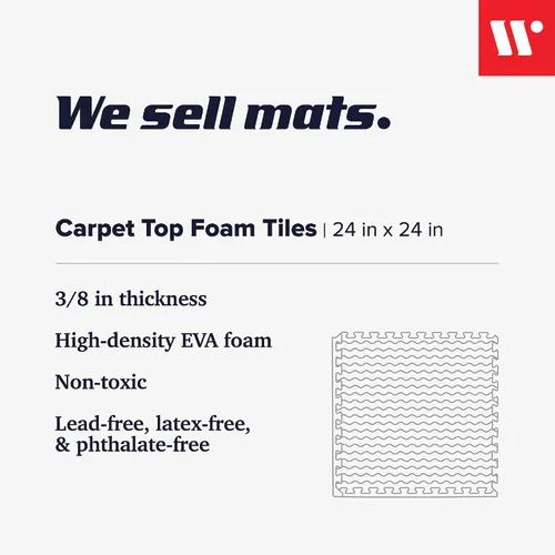Vista 2 de We Sell Mats 3/8 Inch Thick Interlocking Foam Carpet Tiles Durable Carpet Squares Anti Fatigue Support for Home Office or Classroom Use