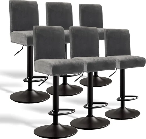 Vista 12 de Juego de 4 fundas de terciopelo para taburetes de bar, fundas elásticas suaves para taburetes de bar con respaldo, lavables, extraíbles, fundas