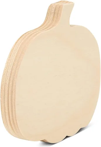 Vista 4 de Recorte de calabaza de madera gruesa de 4 x 4-3/4 pulgadas, decoración rústica de calabaza escalonada, decoración de otoño de Acción de Gracias, por