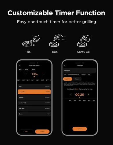 Vista 6 de Govee Termómetro Bluetooth para carne, termómetro inalámbrico de carne para horno ahumador, termómetro digital para parrilla con 2 sondas, modo