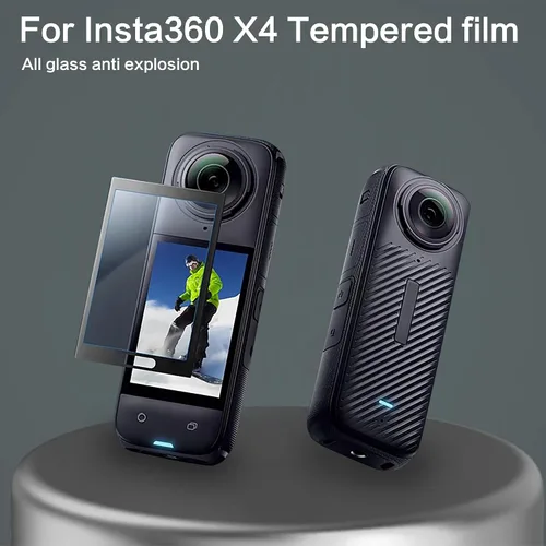 Vista 3 de Protector de pantalla de vidrio templado para Insta360 X4 con protector de lente y micrófono de espuma para reducción de ruido
