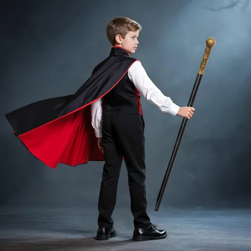 Vista 3 de KukuFun Vampire Costume Set for Kids Boys, Halloween Party Vampire Cosplay Outfit with Cape, Shirt, Pants & Scepter, Kids Vampire Costumes Size for