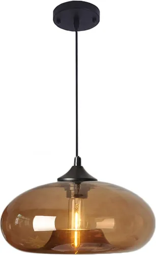 Vista 12 de Iluminación colgante de cristal industrial vintage de 11 pulgadas, 1 luz de granja, loft bar, lámpara colgante de techo, isla de cocina, comedor