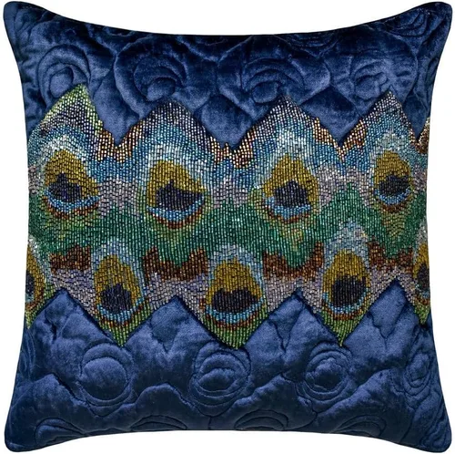 Vista 46 de The HomeCentric Funda de almohada con cremallera, funda de cojín azul de 12 x 12 pulgadas, funda de cojín de algodón bordado para sofá, diseño