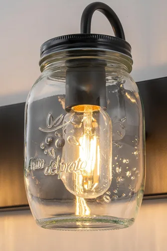Vista 6 de Lámparas de pared de cristal de tocador, aplique de pared negro con tarro Mason para baño, granja