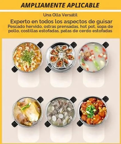 Vista 4 de VBESTLIFE Mini olla a presión de acero inoxidable de 1.8L con protección automática de detección de presión, 80KPA, mango doble, adecuada para todos
