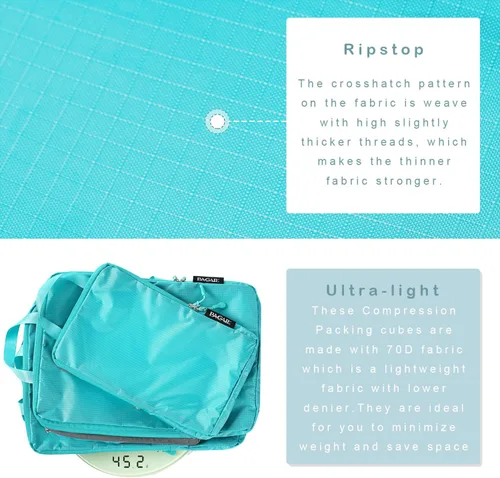 Vista 4 de BAGAIL 4 Set/6 Set Ultraligero Compresión Embalaje Cubos Organizador de Embalaje para Accesorios de Viaje Equipaje Maleta Mochila