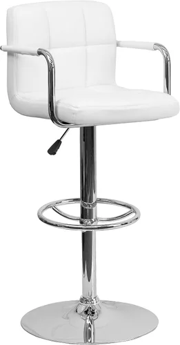 Vista 20 de Flash Furniture Taburete de bar de altura ajustable de vinilo acolchado gris contemporáneo con brazos y base cromada