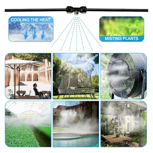 Vista 3 de Sistemas de nebulización de 100 pies, sistema de enfriamiento de nebulización de agua al aire libre, kit de niebla de patio trasero para jardín