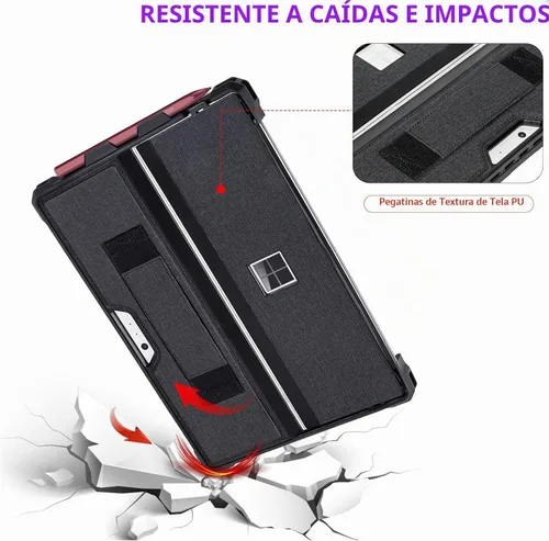Vista 4 de Funda protectora resistente para Microsoft Surface Pro 7+/7/6/5/4/LTE de 12.3", con soporte para lápiz capacitivo y correa de mano, compatible