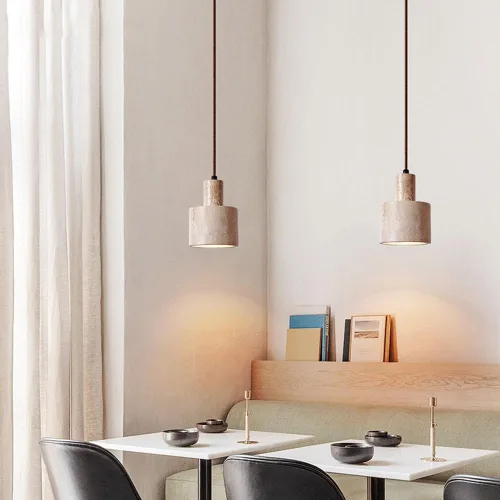 Vista 3 de Moderna lámpara colgante de 4.7 pulgadas, lámpara colgante cilíndrica retro nórdica para sala de estar, lámpara colgante de estilo japonés